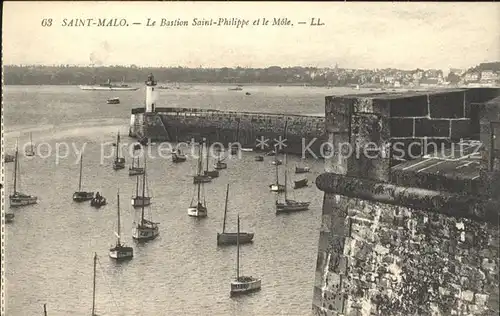 Saint Malo Ille et Vilaine Bretagne Bastion Saint Philippe et le Mole Bateau Kat. Saint Malo