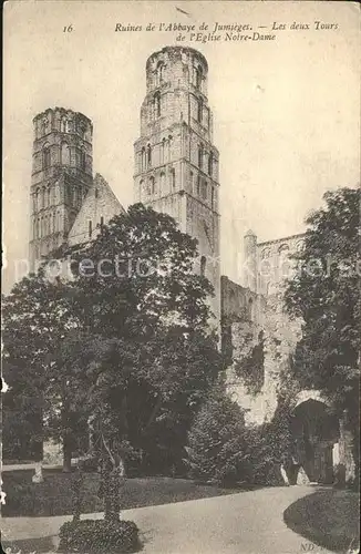 Jumieges Ruines de l Abbaye Tours de l Eglise Notre Dame Kat. Jumieges