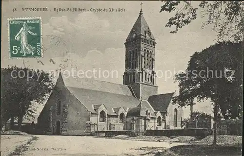 Noirmoutier en l Ile Eglise Saint Filibert Crypte du XI siecle Stempel auf AK Kat. Noirmoutier en l Ile