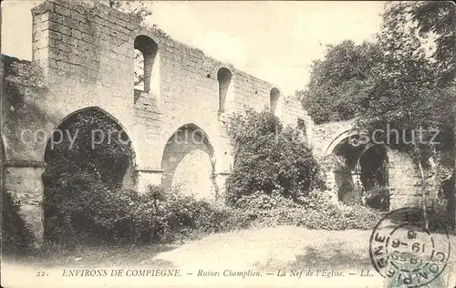 Compiegne Oise Ruines Champlieu Nef de l Eglise Stempel auf AK Kat. Compiegne
