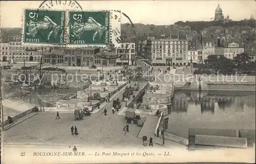 Boulogne sur Mer Pont Marguet et les Quais Stempel auf AK Kat. Boulogne sur Mer