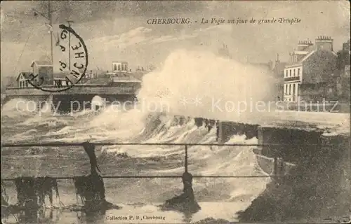 Cherbourg Octeville Basse Normandie La Vigie un jour de grande Tempete Sturm Brandung Kat. Cherbourg Octeville