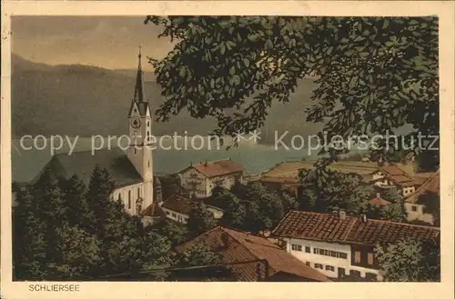 Schliersee Ortsblick mit Kirche Kat. Schliersee