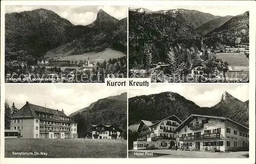 Wildbad Kreuth mit Leonhardstein Blauberg Sanatorium Hotel Post Kat. Kreuth
