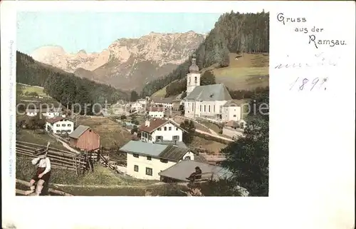 Ramsau Berchtesgaden Ortsansicht mit Kirche Kat. Ramsau b.Berchtesgaden