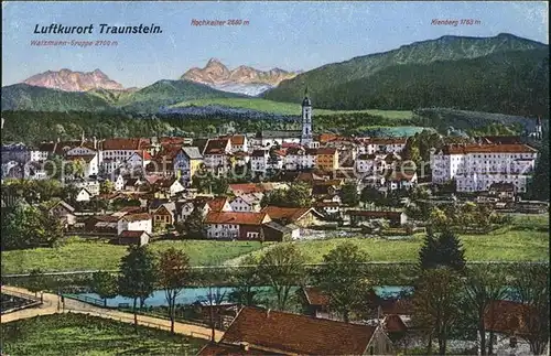 Traunstein Oberbayern mit Watzmann Hochkalter Kienberg Kat. Traunstein