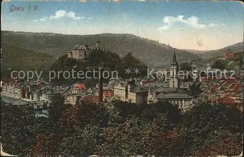 Greiz Thueringen Ortsansicht mit Schloss Kat. Greiz