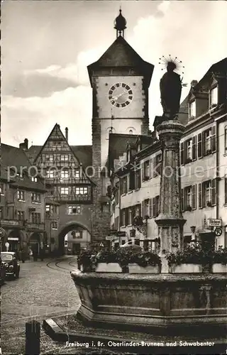 Freiburg Breisgau Oberlinden Brunnen mit Schwabentor Kat. Freiburg im Breisgau