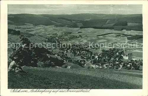 Brunndoebra Blick vom Aschberghang auf Brunndoebratal Kat. Klingenthal Sachsen