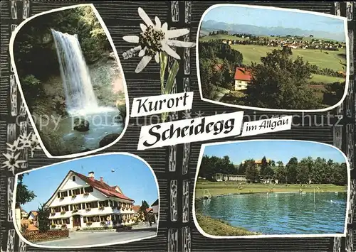 Scheidegg Allgaeu Wasserfall Panorama Gasthaus Naturschwimmbad Kat. Scheidegg