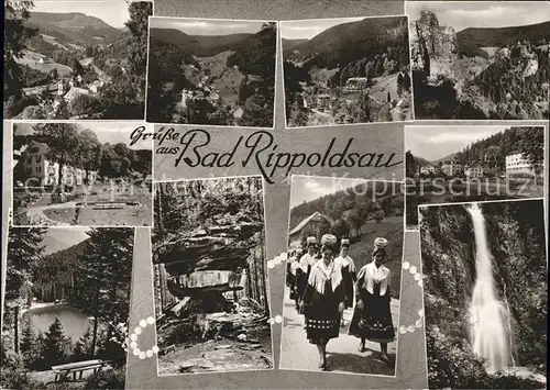 Bad Rippoldsau Schwarzwald Orts und Teilansichten Felsen Wasserfall Trachtenfrauen Kat. Bad Rippoldsau Schapbach