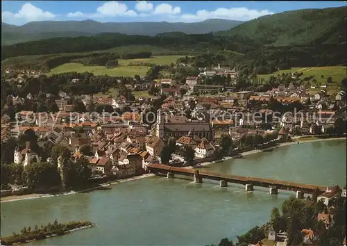 Saeckingen Rhein Stadtblick Holzbruecke Fliegeraufnahme Kat. Bad Saeckingen