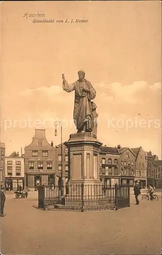 Haarlem Standbeeld von L. J. Koster Denkmal Kat. Haarlem
