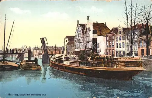 Haarlem Spaarne met openstaande brug Dampfer Kat. Haarlem