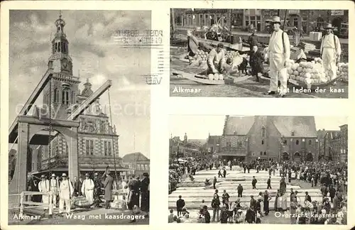 Alkmaar Waag met kaasdragers Laden der kaas Kaasmarkt Kaesemarkt Kat. Alkmaar