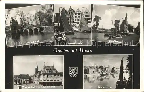 Hoorn Oosterpoort Veermanskade Hoofdtoren Waaggebouw Kaasmarkt Binnenhaven Boot Wappen Bruecke Kat. Hoorn