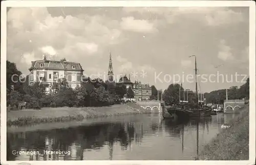 Groningen Heerebrug Kanal Schiff Kat. Groningen