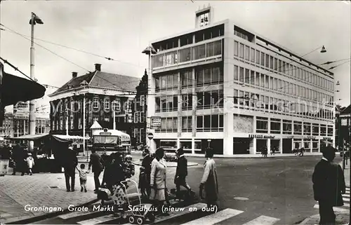 Groningen Grote Markt Stadhuis nieuw en oud Kat. Groningen