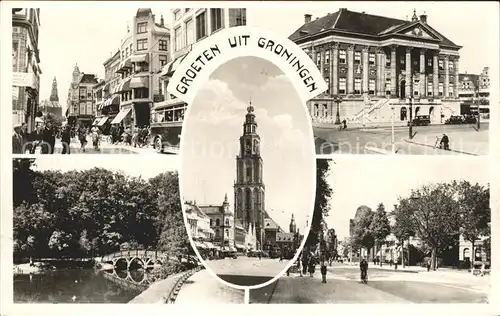 Groningen Strassenpartie Gebaeude Bruecke Turm Martinitoren Kat. Groningen