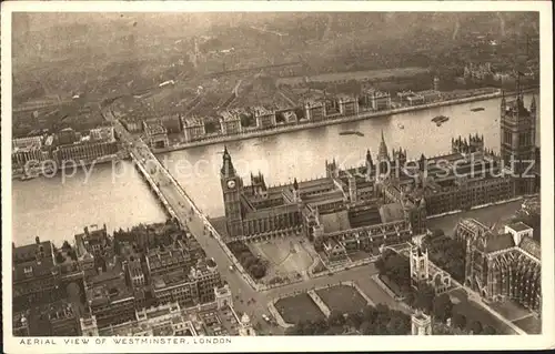 London Aerial view of Westminster Abbey Thames Kat. City of London