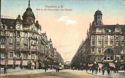 Frankfurt Main Blick in die Kaiserstrasse vom Bahnhof Strassenbahn Kat. Frankfurt am Main