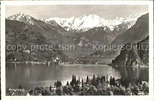 Hergiswil NW Panorama Vierwaldstaettersee mit Alpen Kat. Hergiswil NW