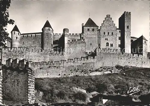 Carcassonne La Cite Face Ouest Chemin fortifie de la grande Barbacane Kat. Carcassonne