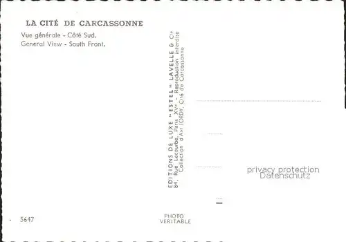Carcassonne La Cite vue generale Kat. Carcassonne