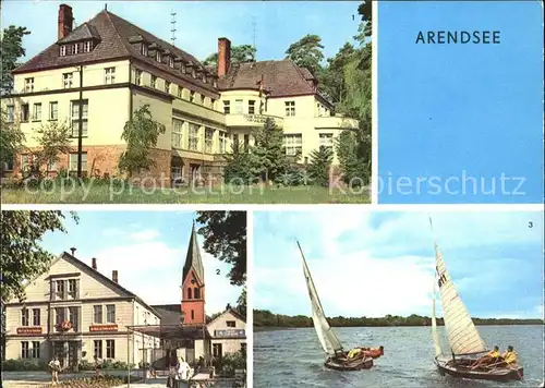 Arendsee Ostsee FDGB Erholungsheim Waldeck Rathaus Segelboot Kat. Kuehlungsborn