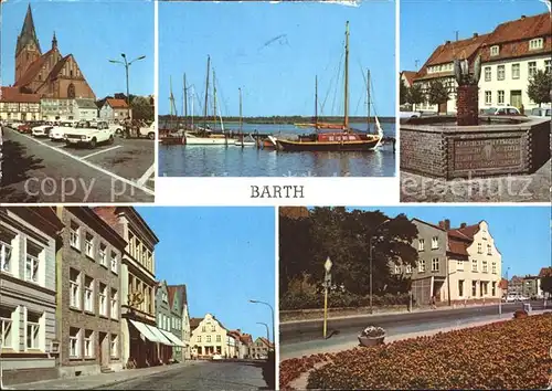 Barth Markt Brunnen Segelboot Ernst Thaelmann Strasse Brunnen Dammstrasse Kat. Barth