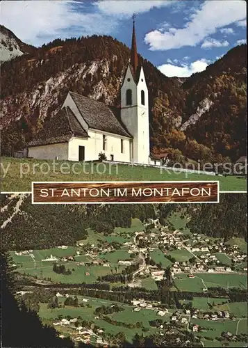 St Anton Arlberg Blick ins Tal Montafon Kirche Kat. St. Anton am Arlberg