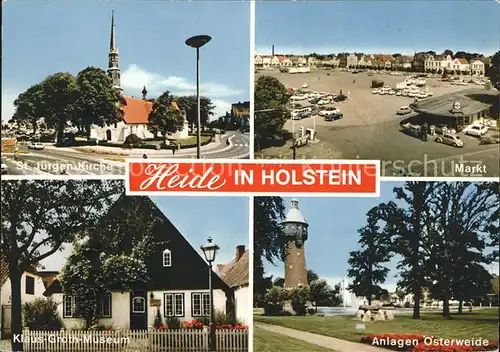 Heide Holstein St Juergen Kirche Markt Anlagen oesterweide Turm Klaus Groth Museum Kat. Heide