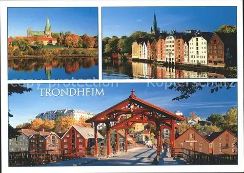 Trondheim Teilansichten Kirche Holzbruecke Kat. Trondheim