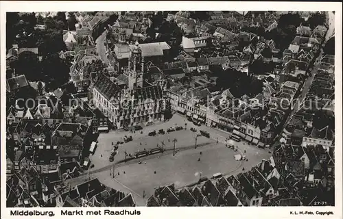 Middelburg Zeeland Markt met Raadhuis Town Hall 16th Century aerial view Kat. Middelburg