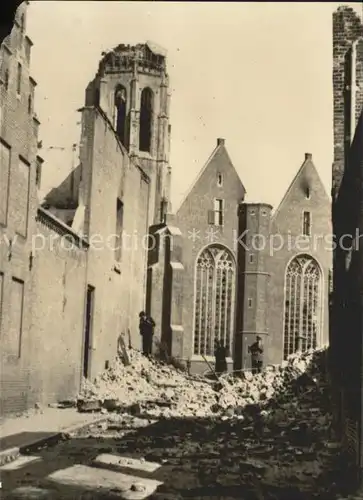 Middelburg Zeeland Kerk met Lange Jan Mei 1940 Truemmer 2. Weltkrieg Kat. Middelburg
