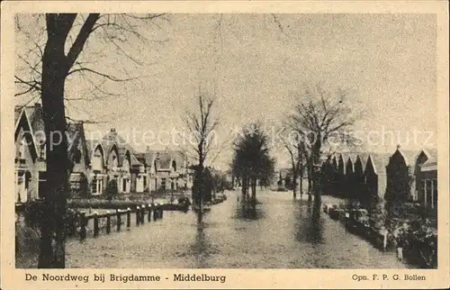 Middelburg Zeeland De Noordweg bij Brigdamme Hochwasser Kat. Middelburg