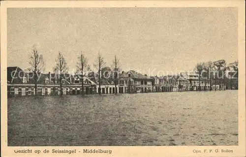 Middelburg Zeeland Gezicht op de Seissingel Hochwasser Kat. Middelburg