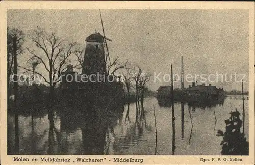 Middelburg Zeeland Molen en Melkfabriek Walcheren Windmuehle Hochwasser Kat. Middelburg