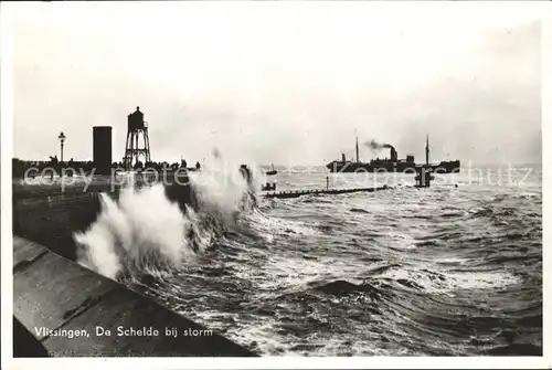 Vlissingen De Schelde bij storm Brandung Dampfer Kat. Vlissingen