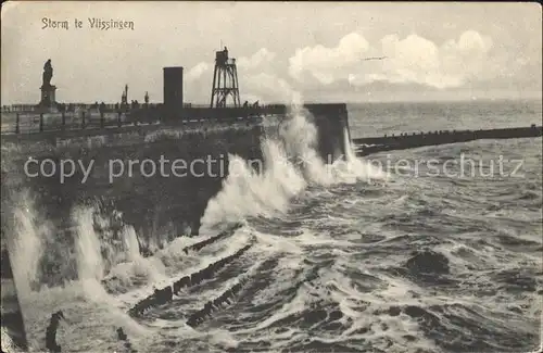 Vlissingen De Schelde bij storm Brandung Kat. Vlissingen