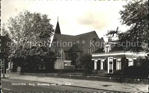 Drachten Burg Wuiteweg met Kerk Kirche Kat. Drachten