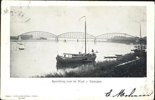 Nijmegen Spoorbrug Waal Segelboot Kat. Nimwegen Nijmegen