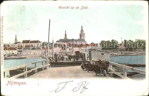 Nijmegen Stad Hafen Faehre Pferdekutsche Kat. Nimwegen Nijmegen