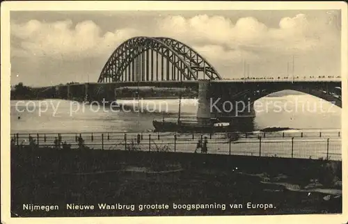 Nijmegen Nieuwe Waalbrug Segelboot Kat. Nimwegen Nijmegen