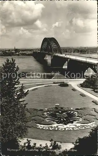 Nijmegen Waalbrug met wapen van Nijmegen Kat. Nimwegen Nijmegen