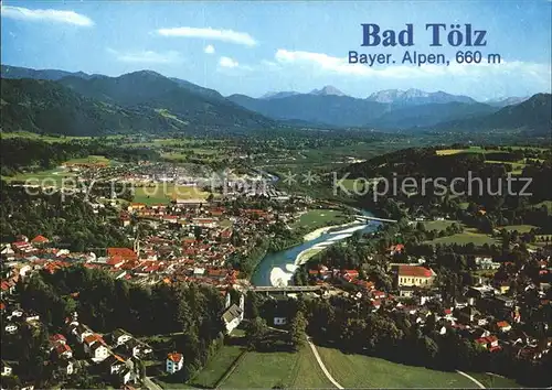 Bad Toelz Fliegeraufnahme Blick Kalvarienberg Isartal Tegernseer Bergen Kat. Bad Toelz