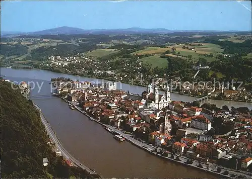 Passau Drei Fluesse Stadt. Donau Inn Ilz Fliegeraufnahme Kat. Passau