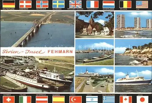 Fehmarn Bruecke Fahne Schiffe Hafen Strand Kat. Fehmarn