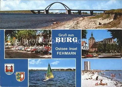 Burg Fehmarn Bruecke Strand Segelboot  Kat. Fehmarn