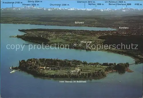 Insel Mainau Fliegeraufnahme mit Staad Konstanz Alpensicht Kat. Konstanz Bodensee